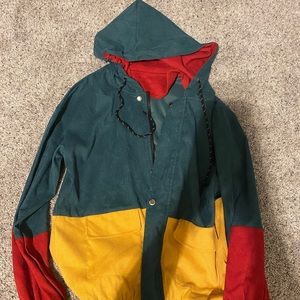 Green, red, and yellow jacket